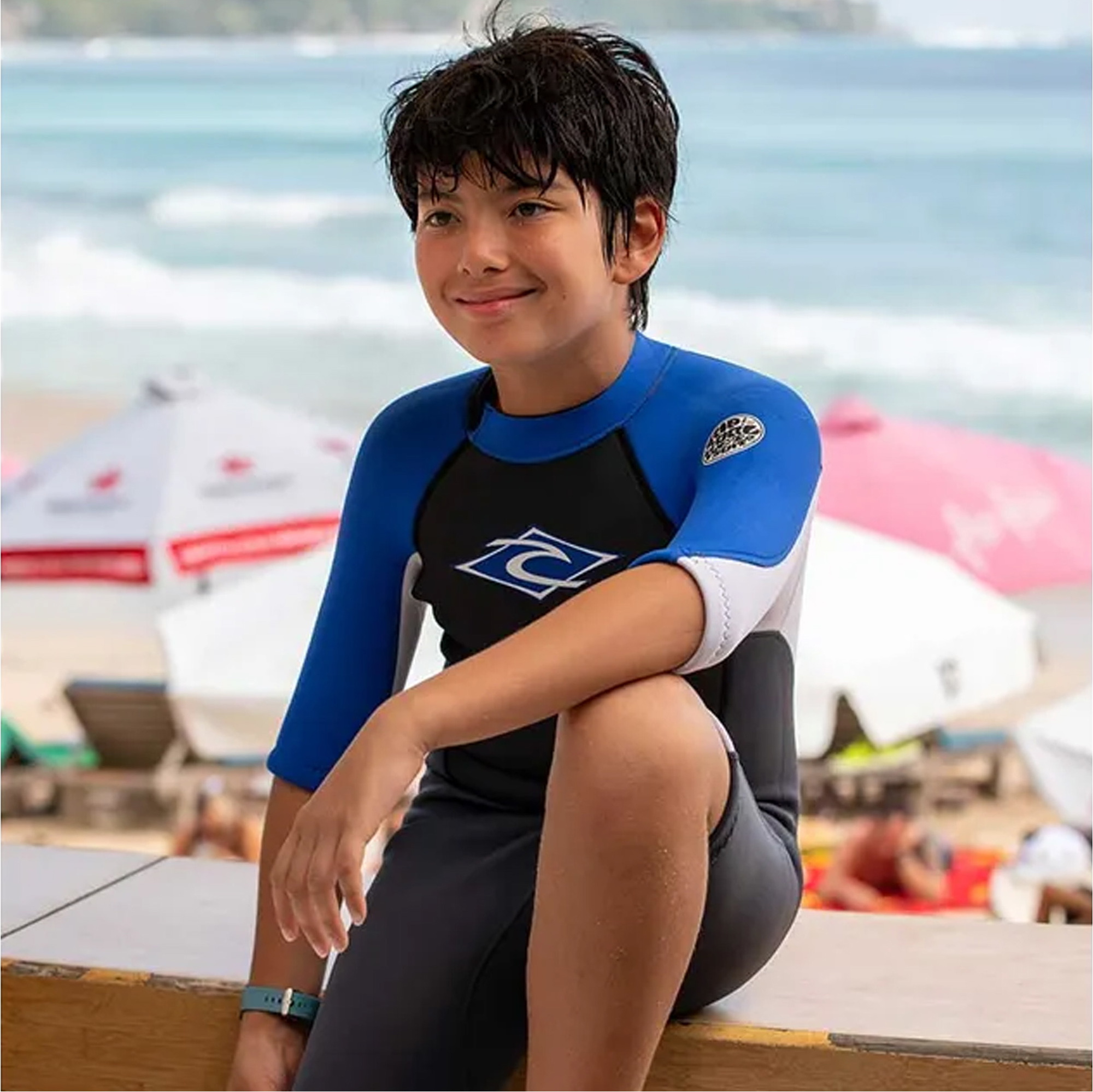 2026 Rip Curl Boys Omega 2mm Back Zip Shorty Wetsuit 11CBSP - Blue